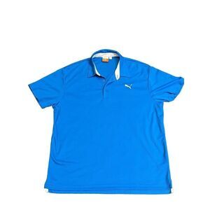 Puma Men's Blue Short-Sleeve Polo Shirt Size L